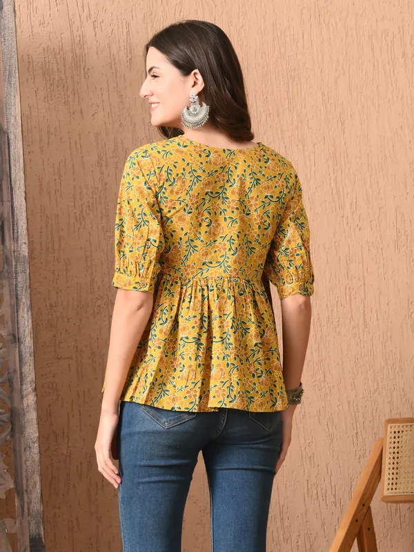 Yellow_Floral_Print_Cotton_top