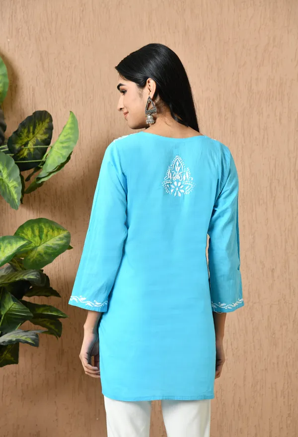 Blue_Hadloom_Chikankari_Kurti