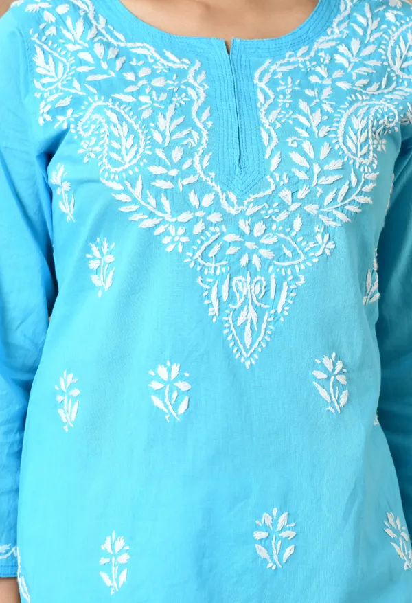 Blue_Hadloom_Chikankari_Kurti