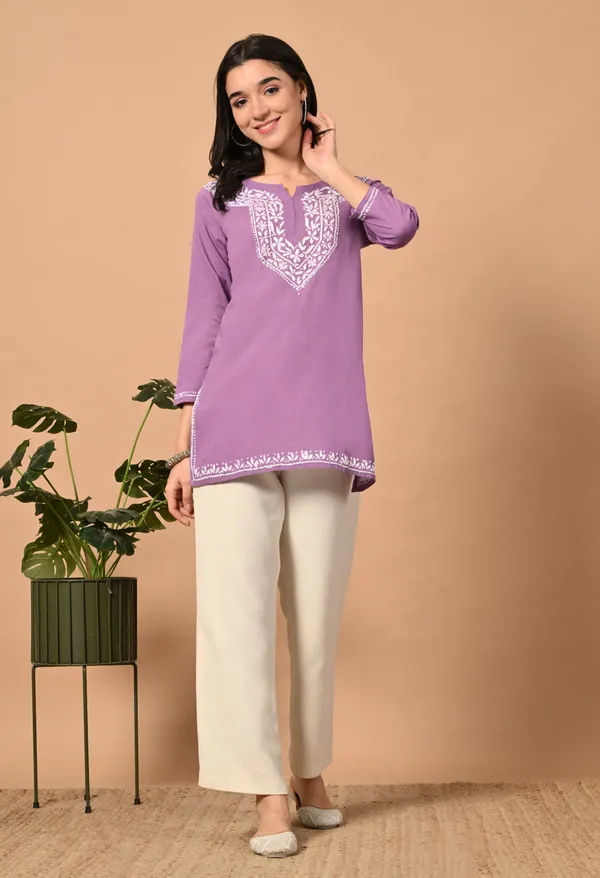 Lavender_Premium_Chikankari_Kurti