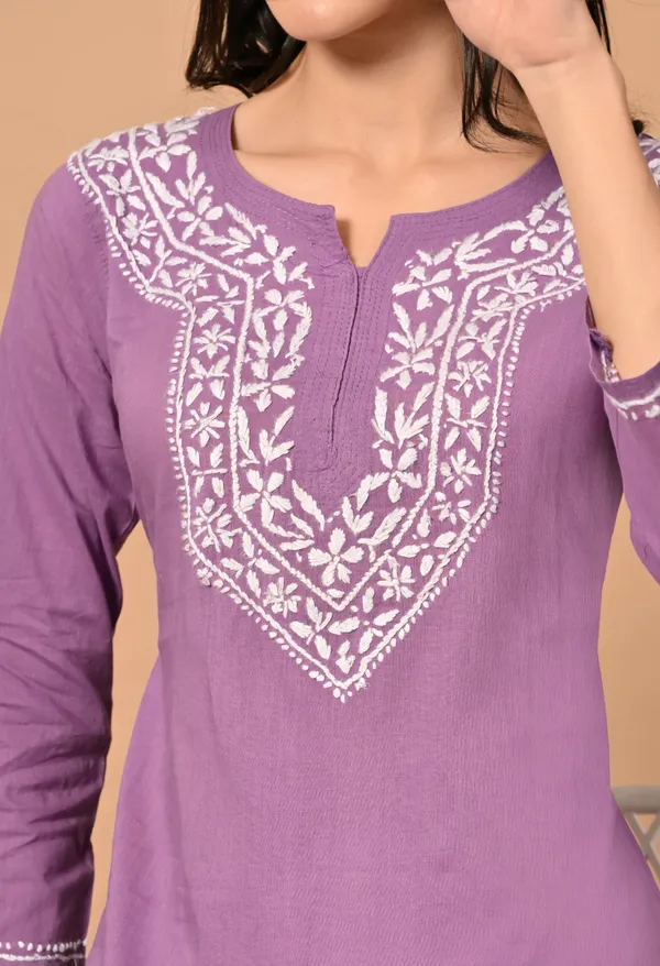 Lavender_Premium_Chikankari_Kurti