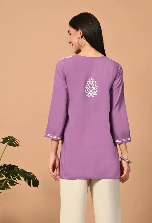 Lavender_Premium_Chikankari_Kurti