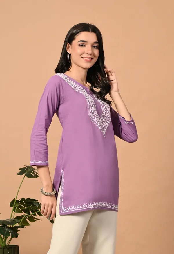 Lavender_Premium_Chikankari_Kurti