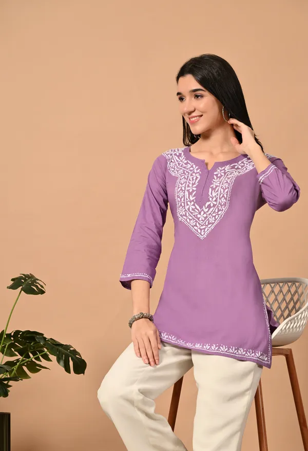 Lavender_Premium_Chikankari_Kurti