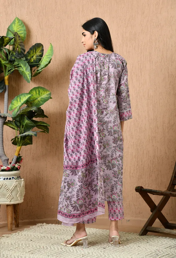Pink_Floral_V-Neck_Kurta_Sets_With_Dupatta_For_Women