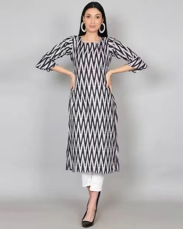 Black_Ikkat_Print_Cotton_Kurta