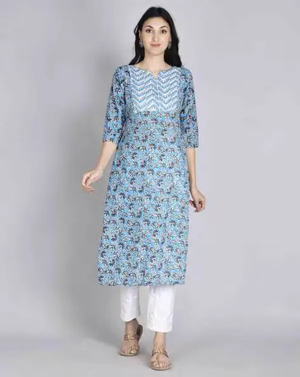 Blue_Yoke_Design_Floarl_Print_Kurta