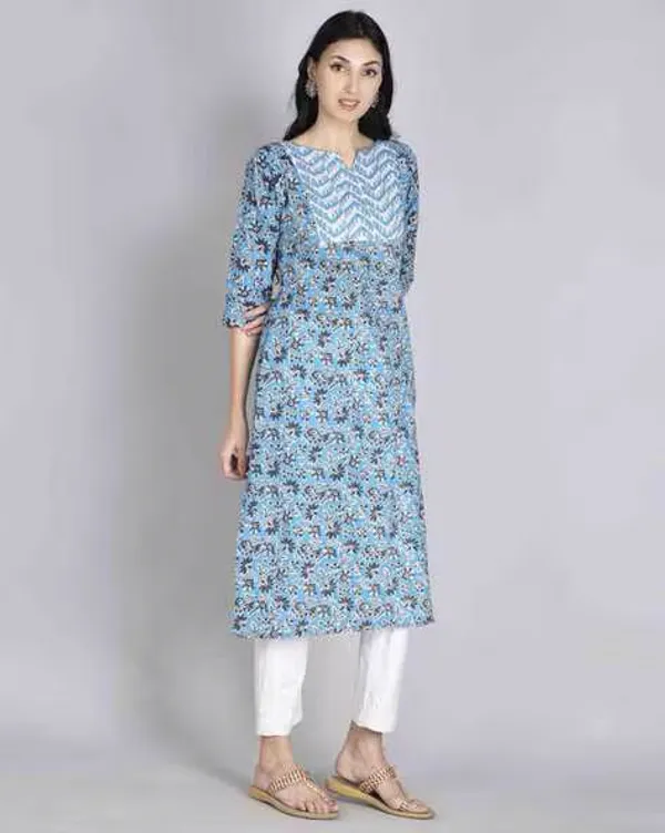 Blue_Yoke_Design_Floarl_Print_Kurta