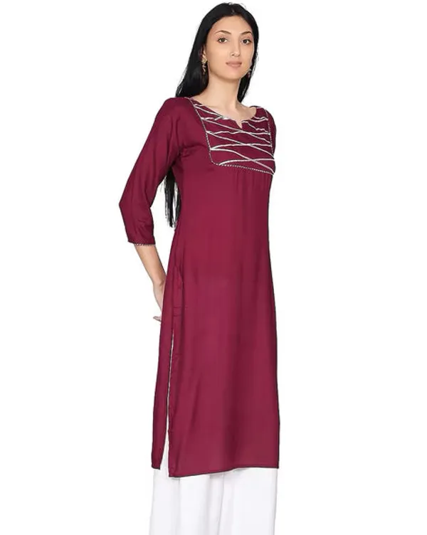 Burgundy_Solid_Gota_Patti_Kurta
