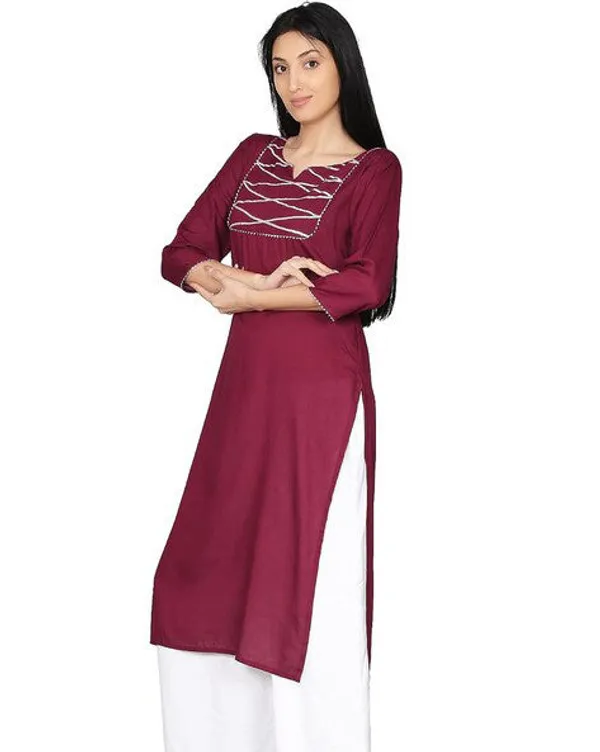 Burgundy_Solid_Gota_Patti_Kurta