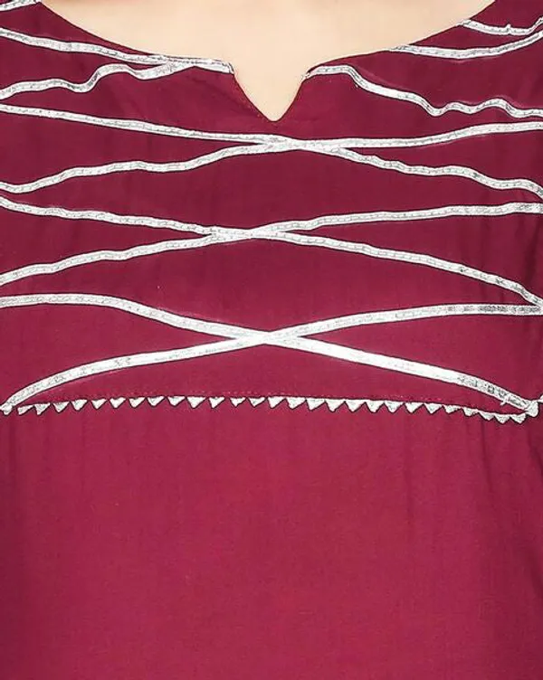 Burgundy_Solid_Gota_Patti_Kurta