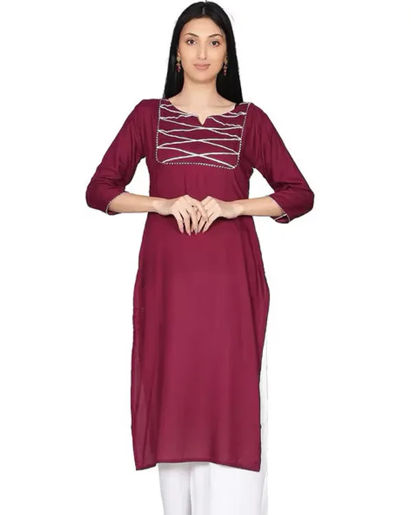 Burgundy_Solid_Gota_Patti_Kurta