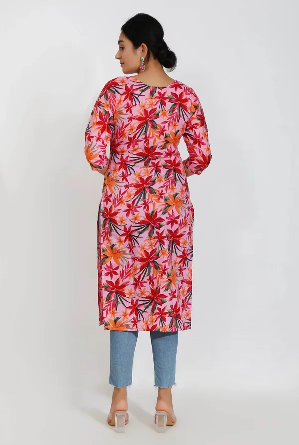 Orange_Floral_Print_Cotton_Kurta