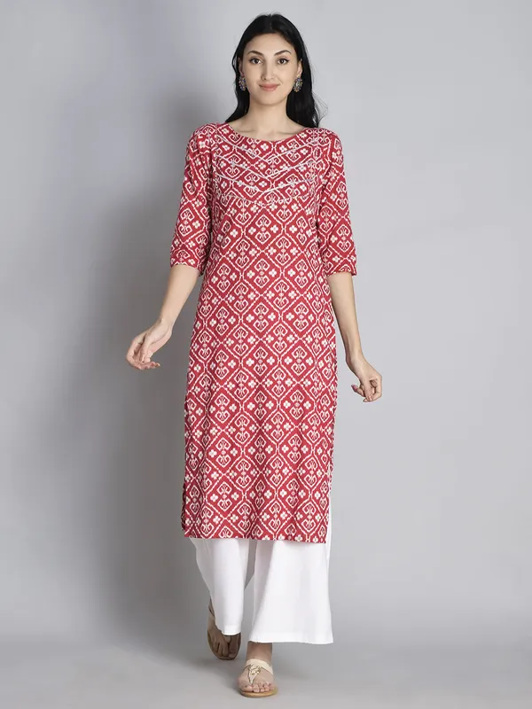 Red_Printed_Gota_Work_Cotton_Kurta