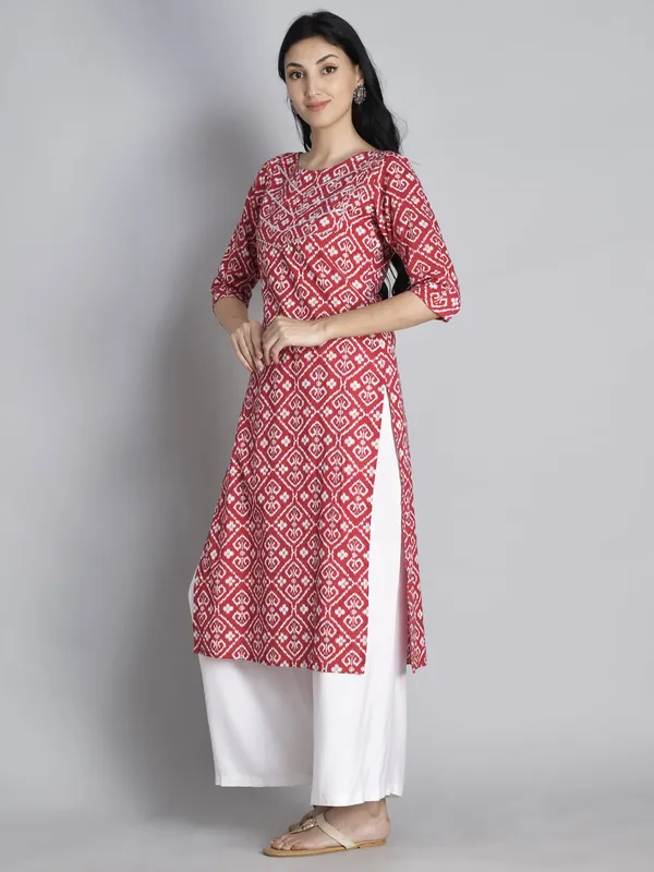 Red_Printed_Gota_Work_Cotton_Kurta