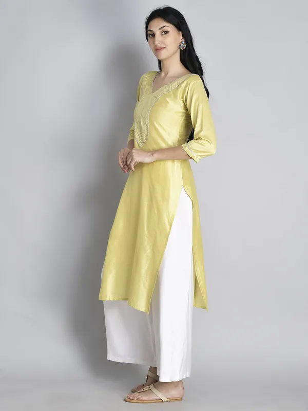 Yellow_Solid_Gota_Patti_Kurta
