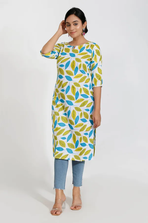 Green_Floral_Print_Cotton_Kurta