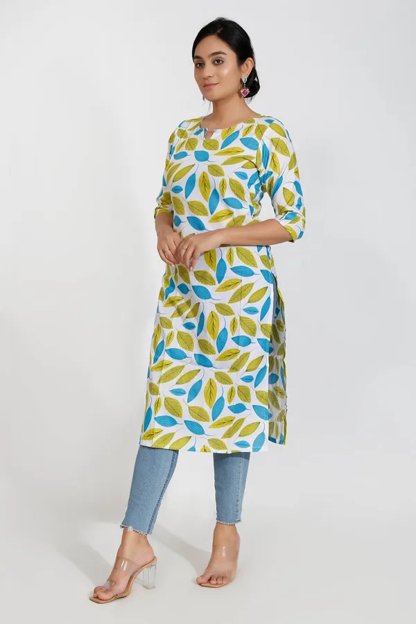 Green_Floral_Print_Cotton_Kurta