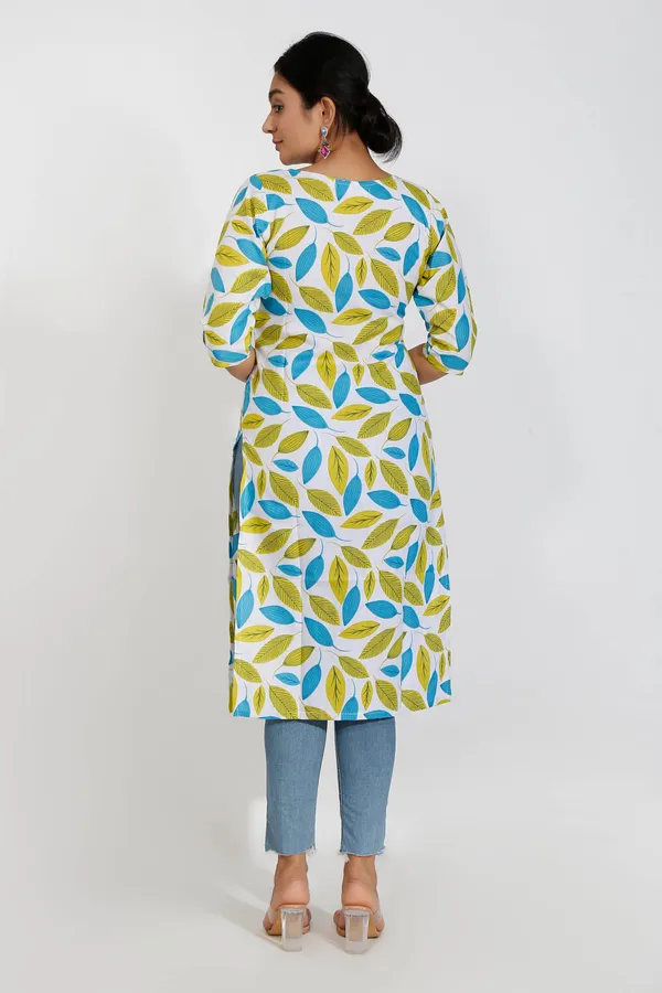 Green_Floral_Print_Cotton_Kurta