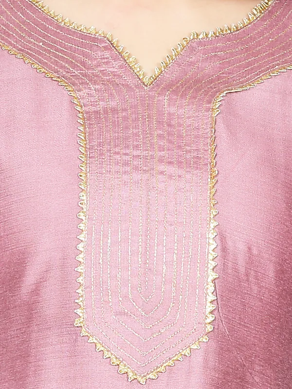 Pink_Solid_Gota_Patti_Kurta