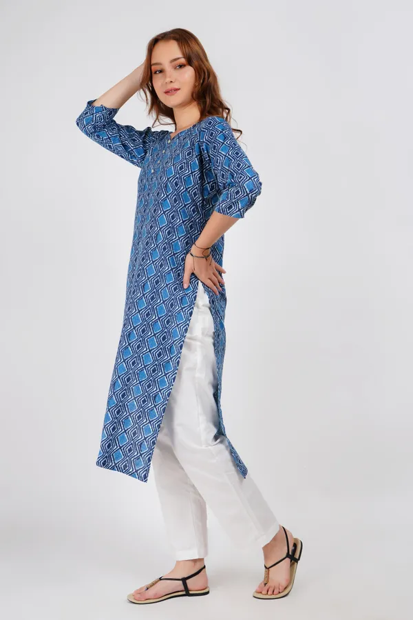 Blue_Kantha_Print_Cotton_Kurta