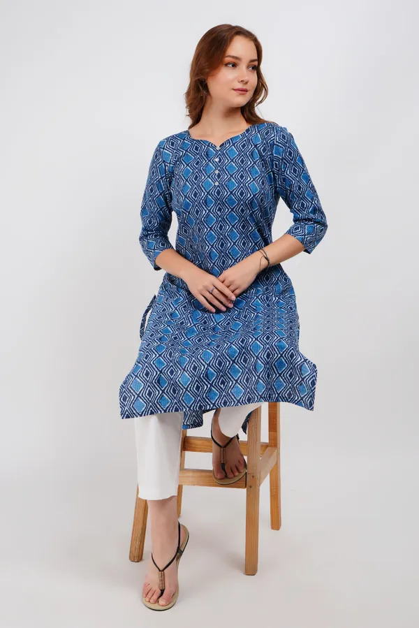 Blue_Kantha_Print_Cotton_Kurta