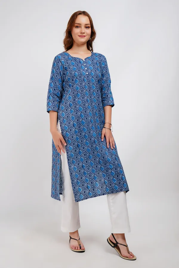 Blue_Kantha_Print_Cotton_Kurta