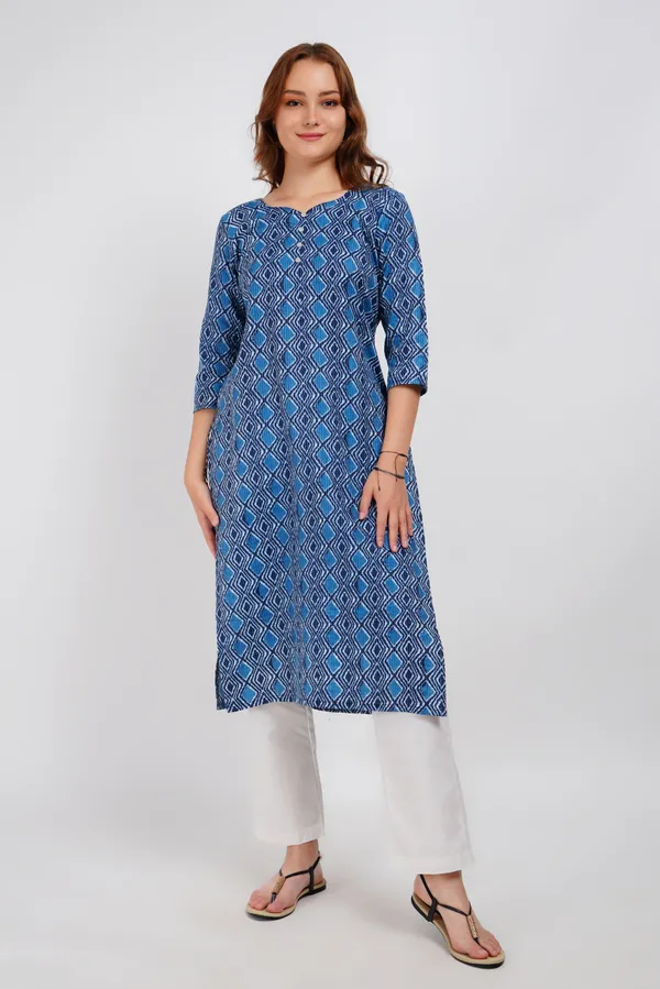 Blue_Kantha_Print_Cotton_Kurta