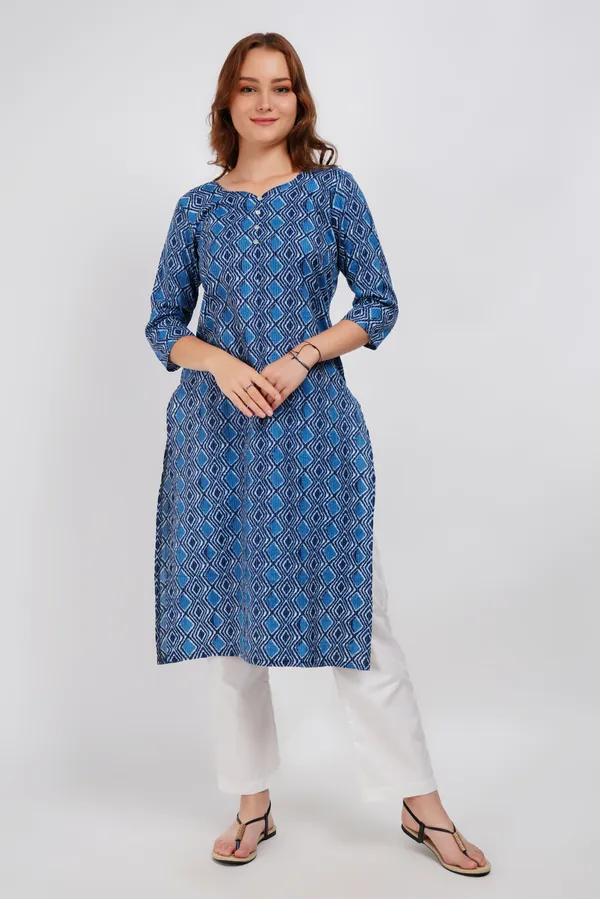 Blue_Kantha_Print_Cotton_Kurta