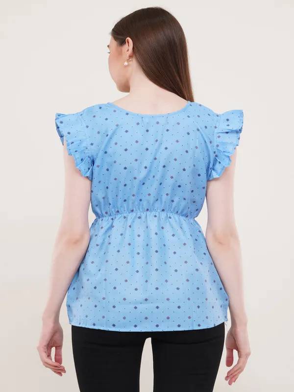 Blue_Cotton_printed_Flared_Top