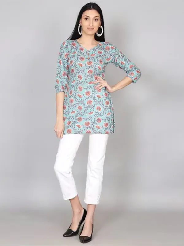 Blue_Floral_Print_Kurti