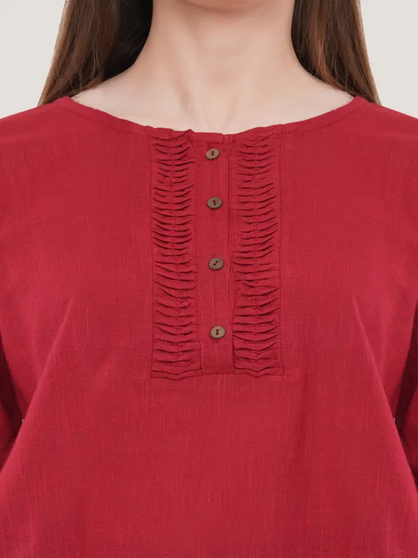 Maroon_Solid_Roll_Up_Sleeves_Top