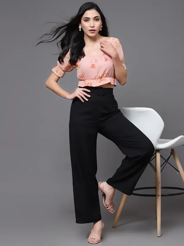 Peach_Floral_Puff_Sleeves_Blouson_Crop_Top