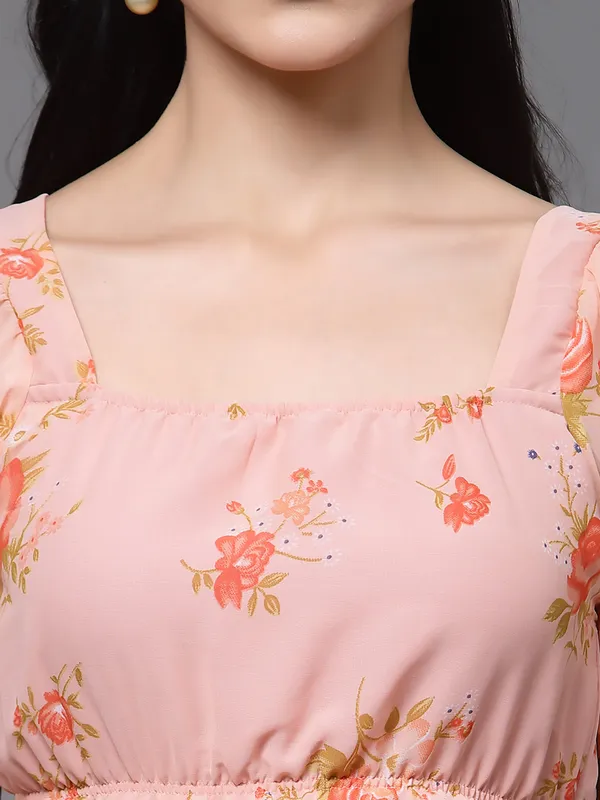 Peach_Floral_Puff_Sleeves_Blouson_Crop_Top