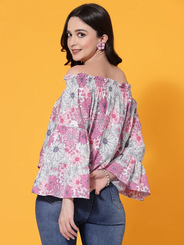 Pink_Floral_Print_off_Shoulder_Top
