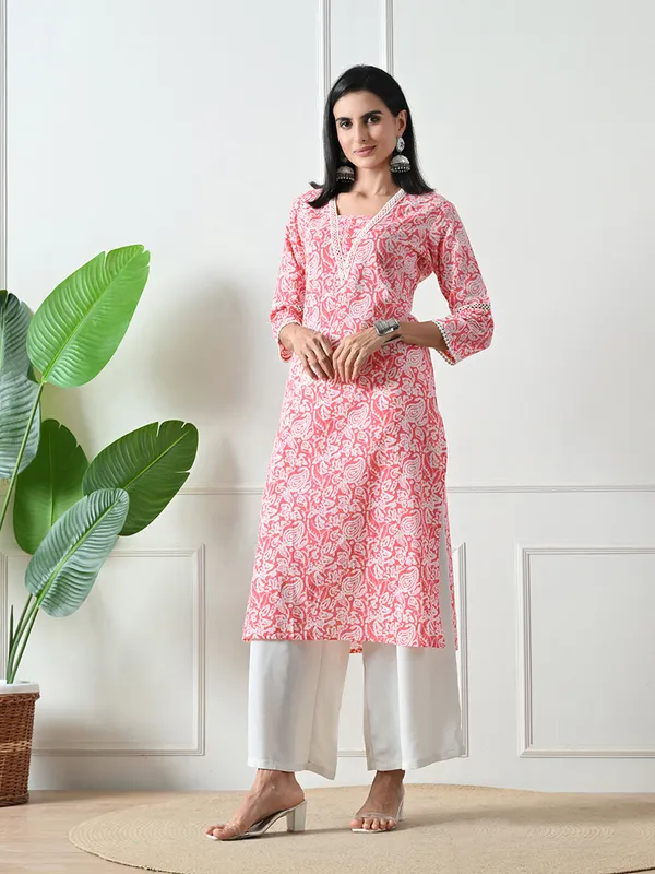 Pink_Lace_Work_Printed_Cotton_Kurta