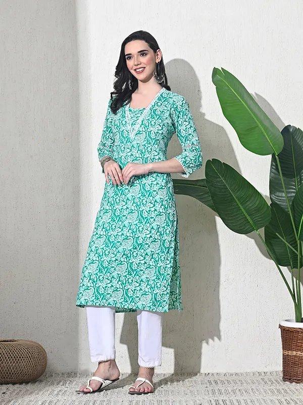 Green_Lace_Work_Cotton_Kurta