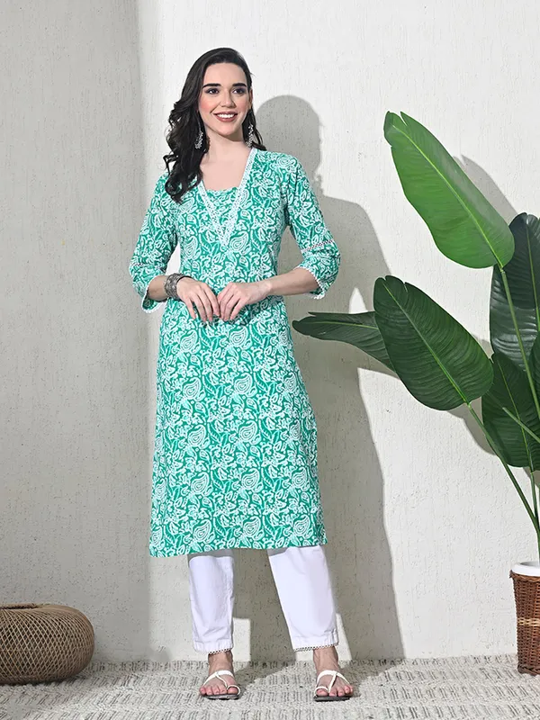 Green_Lace_Work_Cotton_Kurta