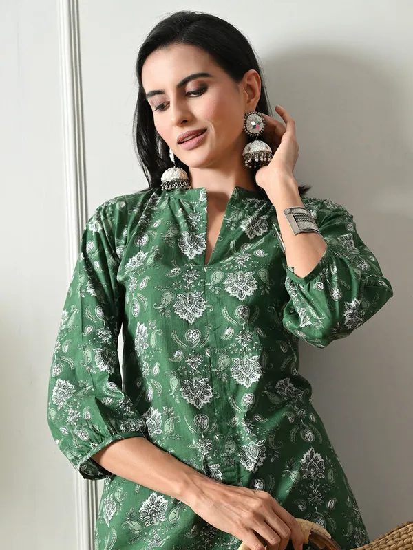 Green_Hand_Block_Print_Floral_Kurta
