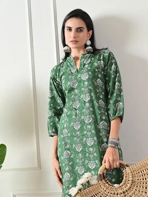 Green_Hand_Block_Print_Floral_Kurta
