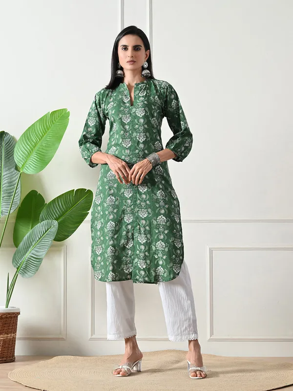 Green_Hand_Block_Print_Floral_Kurta