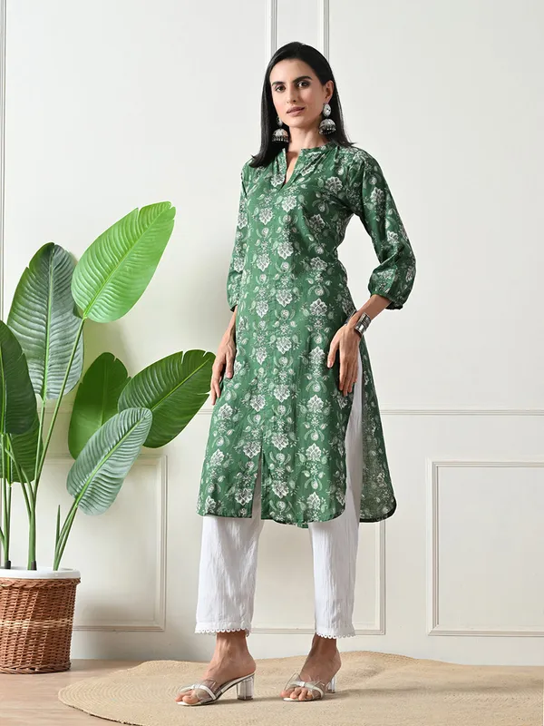 Green_Hand_Block_Print_Floral_Kurta