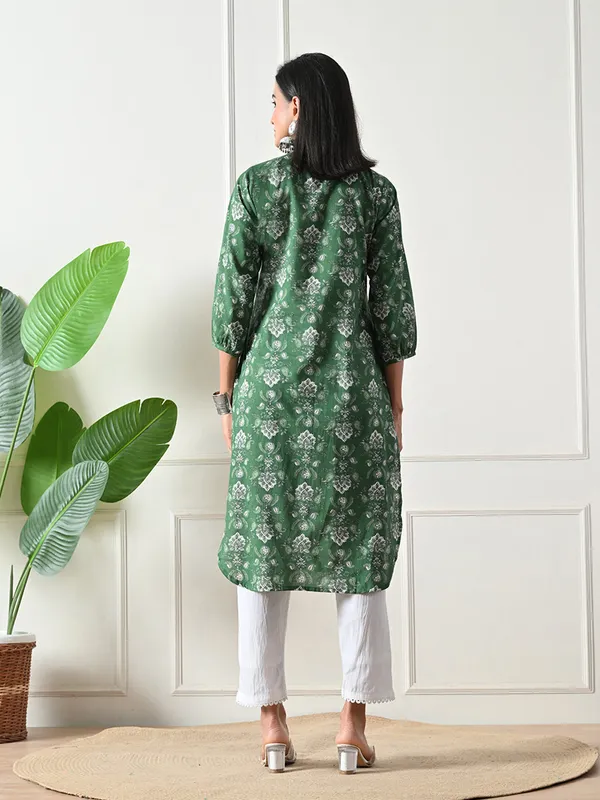 Green_Hand_Block_Print_Floral_Kurta