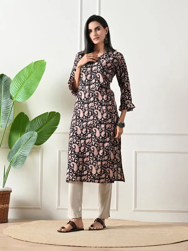 Black_Block_Print_Floral_Kurta