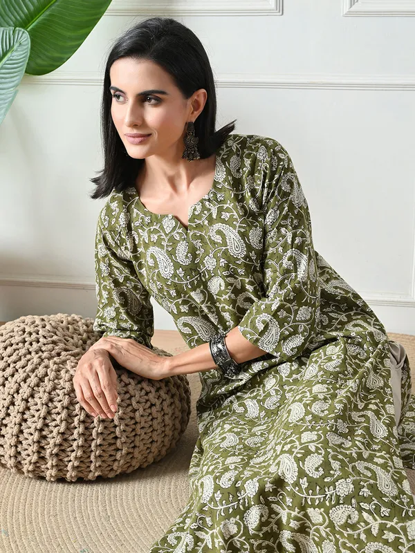 Green_Block_Print_Pure_Cotton_Kurta
