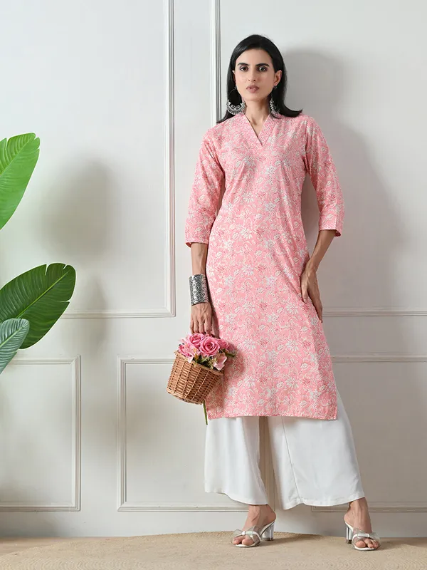 Pink_Block_Print_Straight_Cotton_Kurta