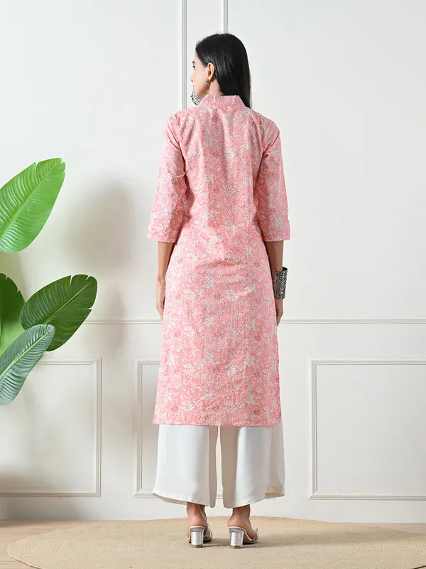 Pink_Block_Print_Straight_Cotton_Kurta