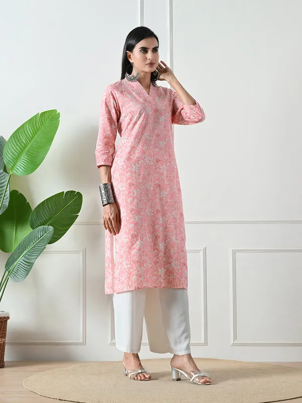 Pink_Block_Print_Straight_Cotton_Kurta