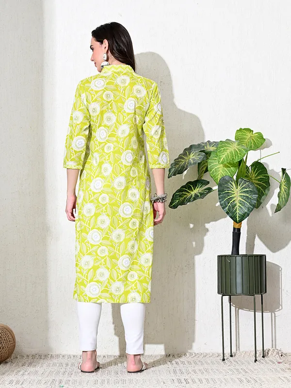 Light_Green_Floral_Print_Cotton_Kurta