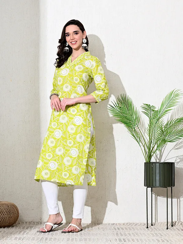 Light_Green_Floral_Print_Cotton_Kurta